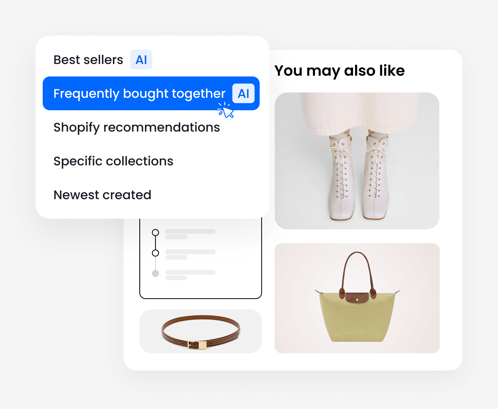 Product recommendation interface showing frequently bought together items